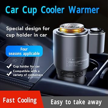 2 in 1 Car Cup Warmer Cooler, Smart Car Drink Cup with Moderate Capacity, Padded Accessory, Cooling and Heating, for Travel Recreation Work Trip