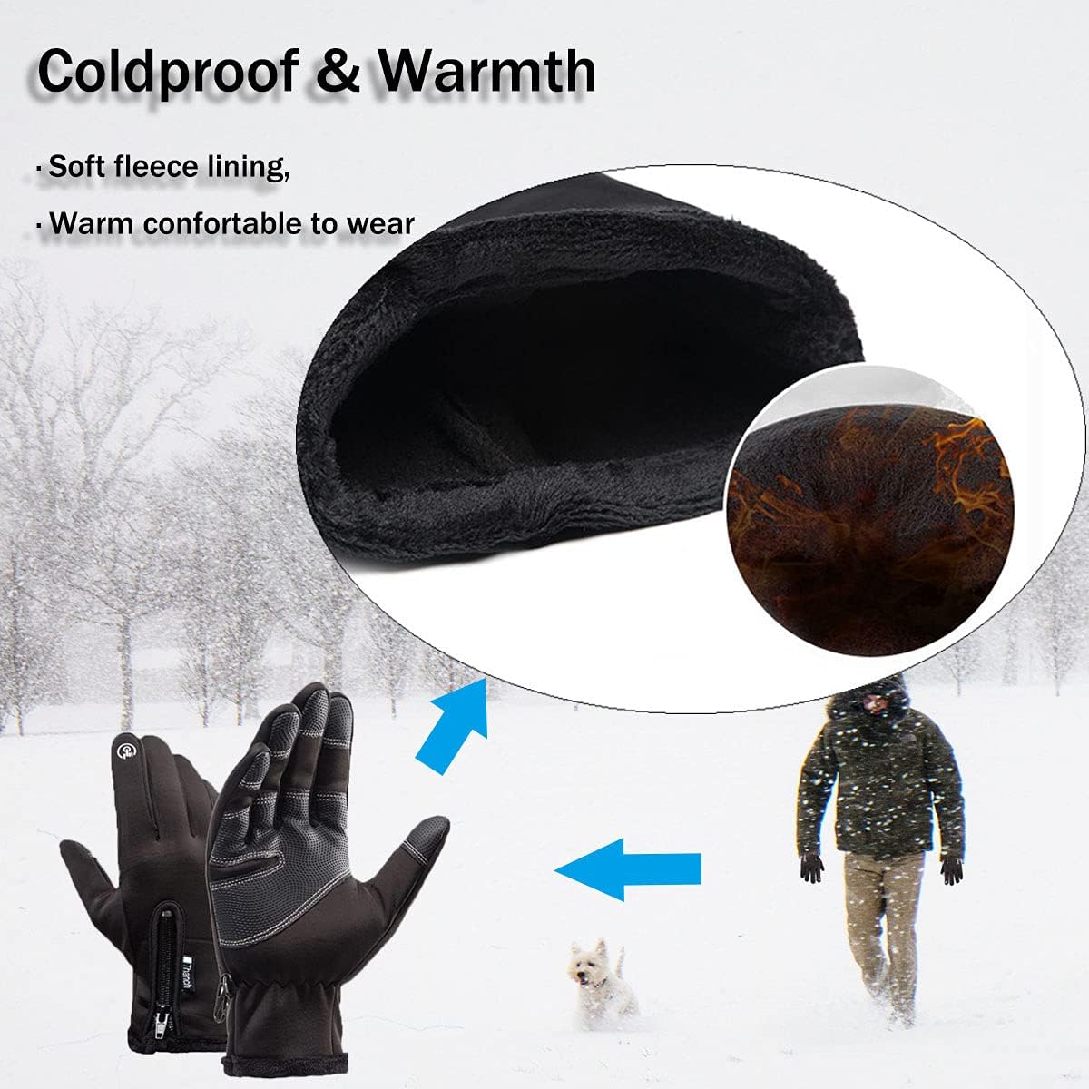 Weitars Winter Warm Gloves for Men Women Touchscreen Waterproof Thermal Snow Gloves for Cycling Hiking : Sports & Outdoors