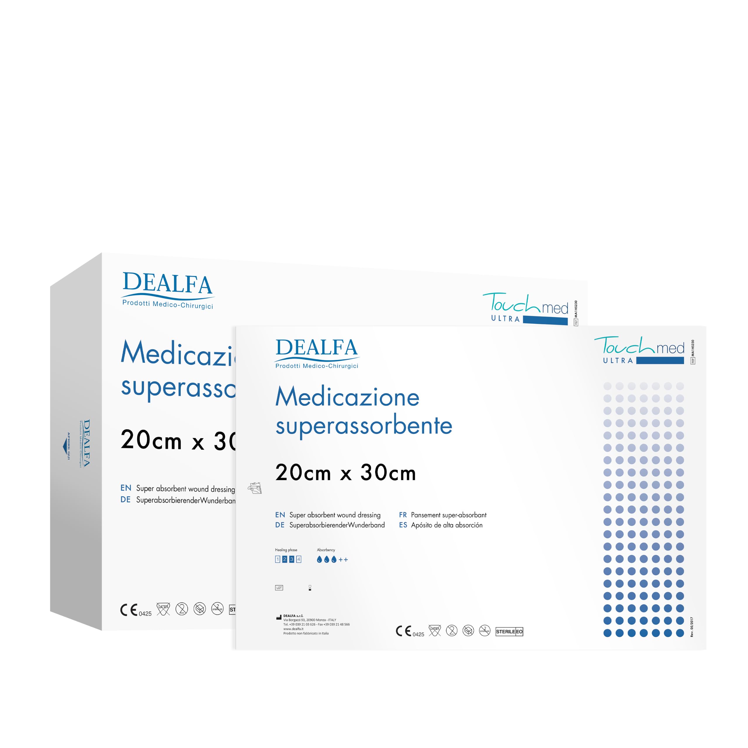 Medicazione Sterile Superassorbente - 20x30 cm - Ideale per Ferite Essudanti - Non Adesiva - Monouso - Morbida e Flessibile - Busta Singola da 1 Pezzo - Confezione da 20 Buste