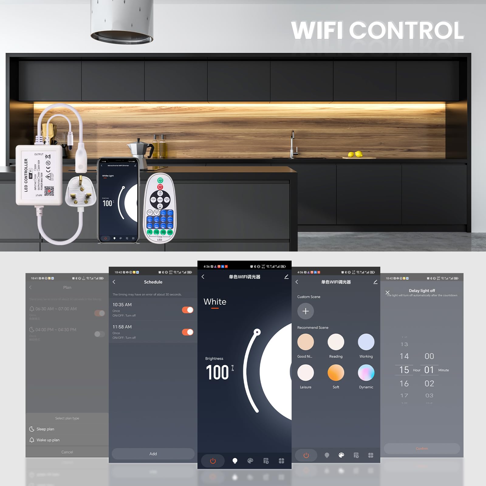 XUNATA WiFi Regulable Tiras de Neón COB de Silicona Flex con Controlador 1500W, LED Luz IP65, Compatible con Alexa y Google (23m, Blanco Cálido)