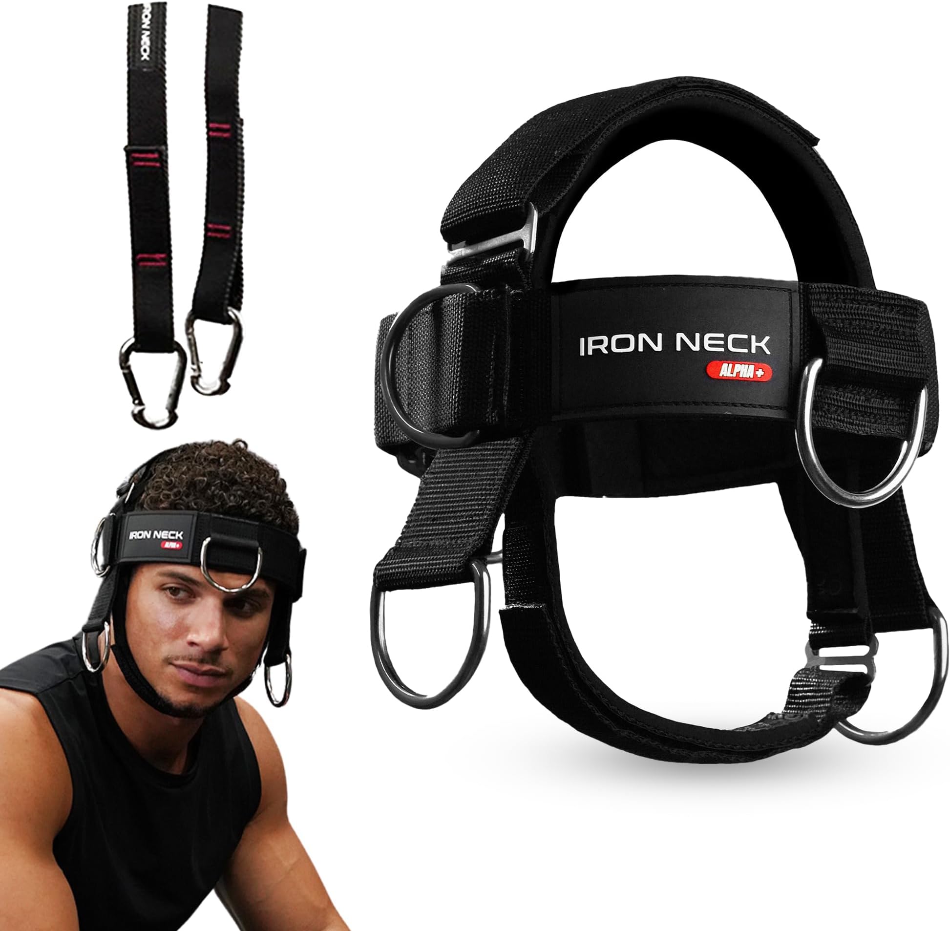 Iron Neck , Versatile Neck Exerciser, Strengthener and Trainer with Adjustable Head and Chin Strap, Portable Head Harness for Weight Lifting, Home and Gym Use