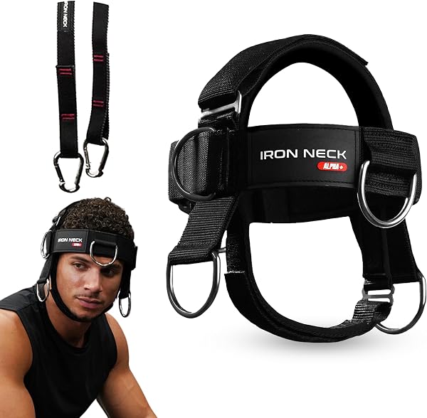 Iron Neck , Versatile Neck Exerciser, Strengthener and Trainer with Adjustable Head and Chin Strap, Portable Head Harnes
