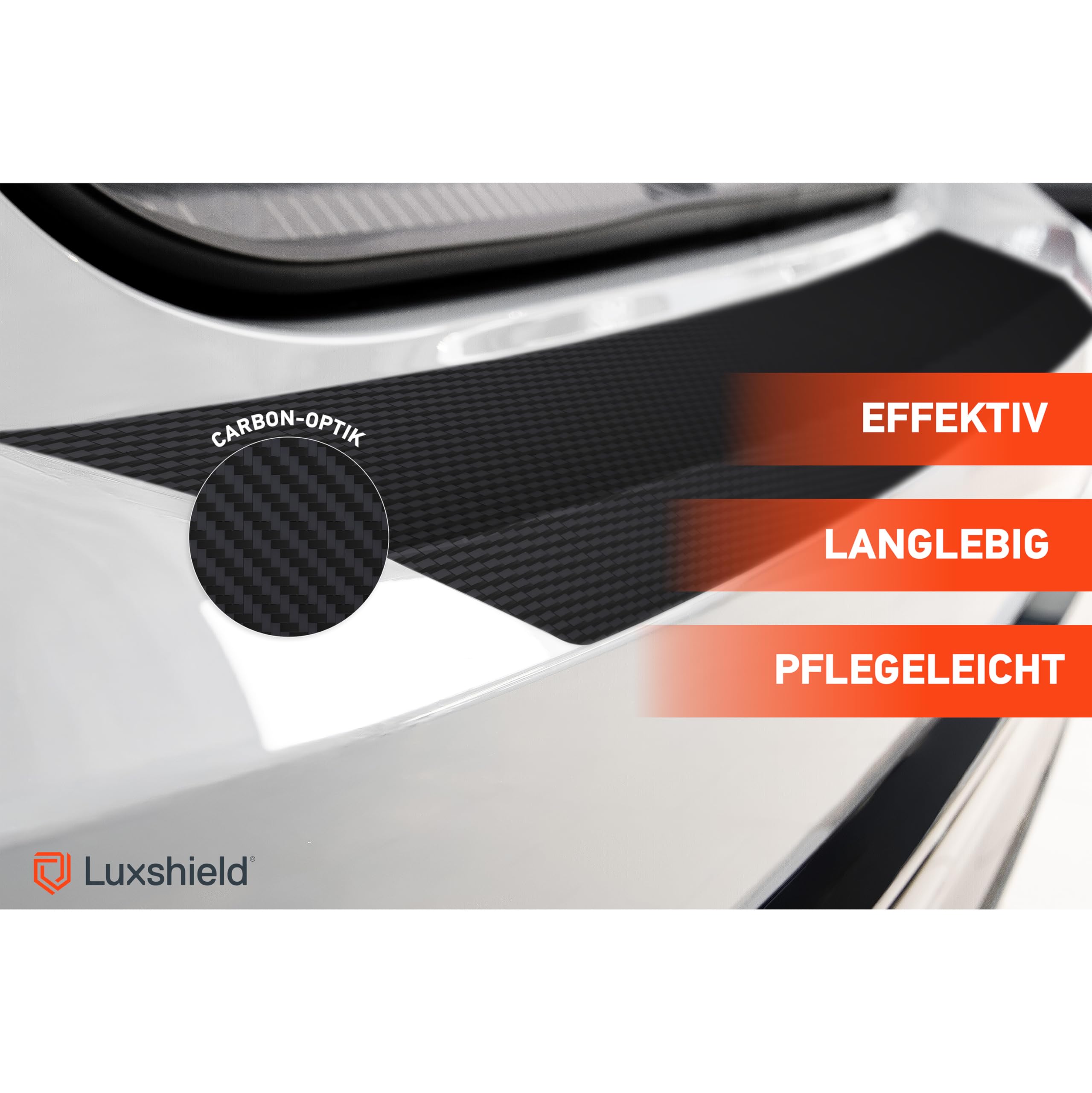 Luxshield Ladekantenschutz Folie für Citroën Spacetourer I 2016-2026 - Stoßstangenschutz, Kratzschutz, Lackschutzfolie - Carbon Schwarz