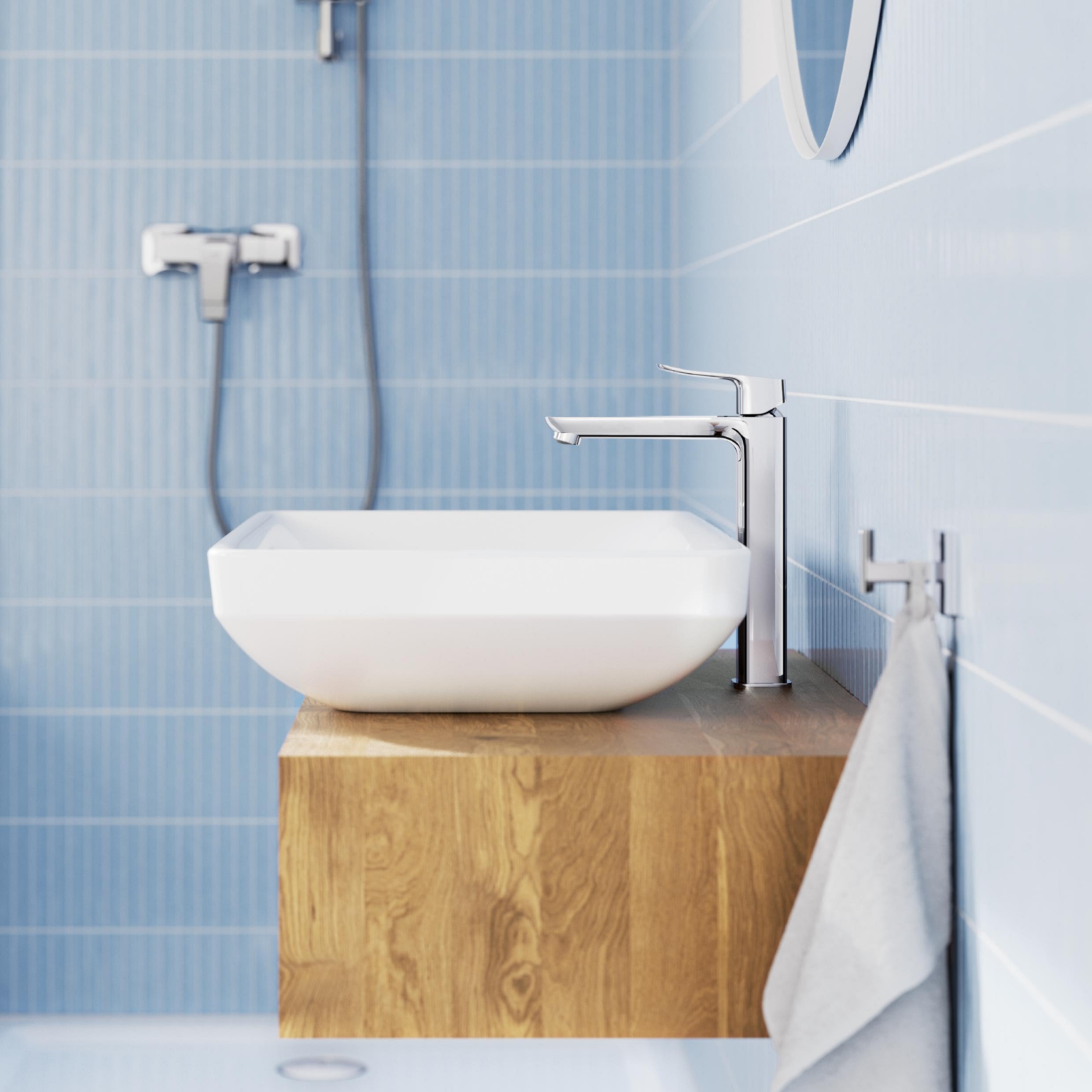 GROHE Dice Rubinetto miscelatore a corpo liscio per lavabo da appoggio (XL-Size 270 mm, cartuccia ceramica 28 mm, risparmio idrico, facile da installare), cromo, 1018920000