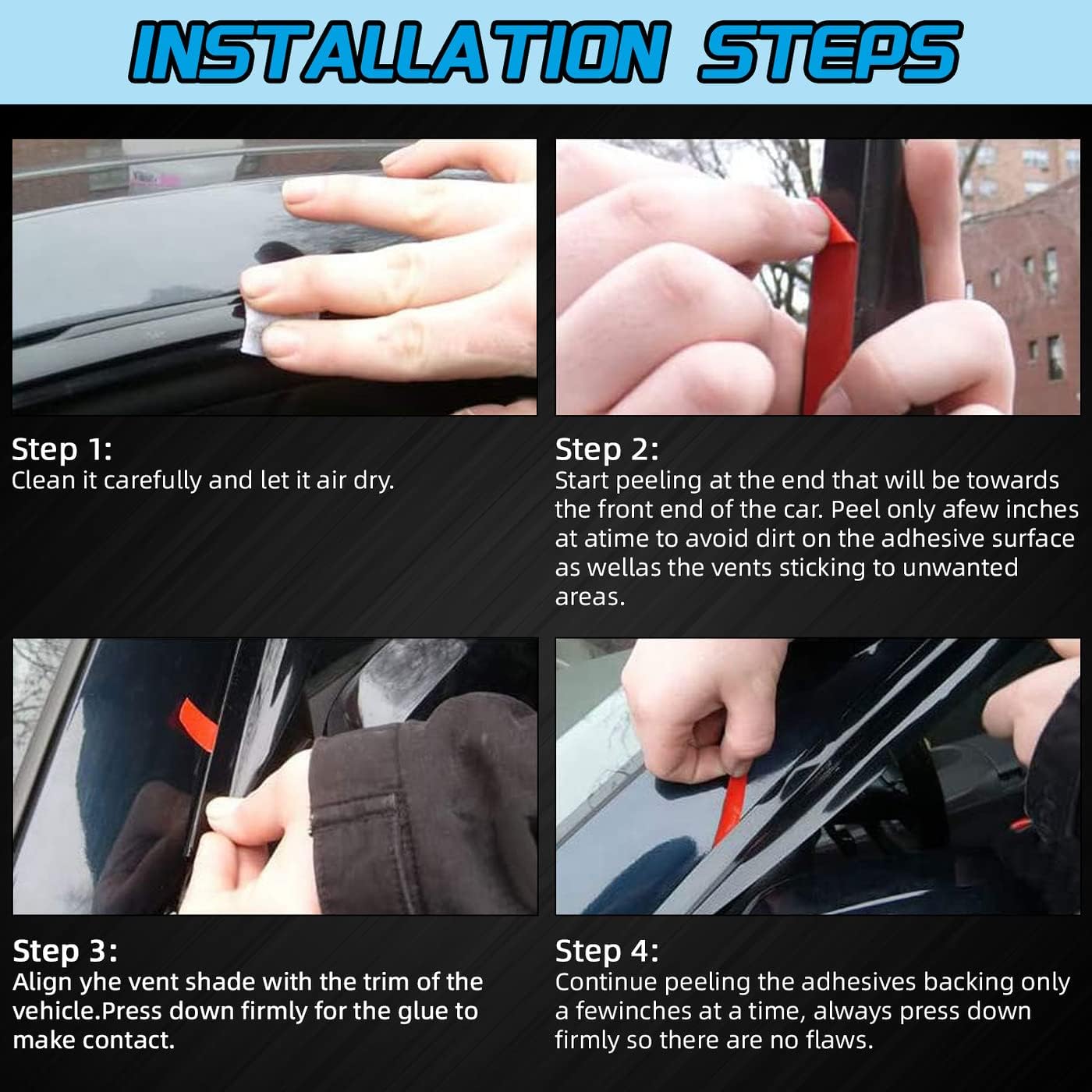 Deal 4-Piece Vent Smoke Window Visor, Side Window Sun Rain Guard with Outside Mount Tape-On Type, Custom Compatible with for 1997-2017 Expedition / 1998-2017 Navigator