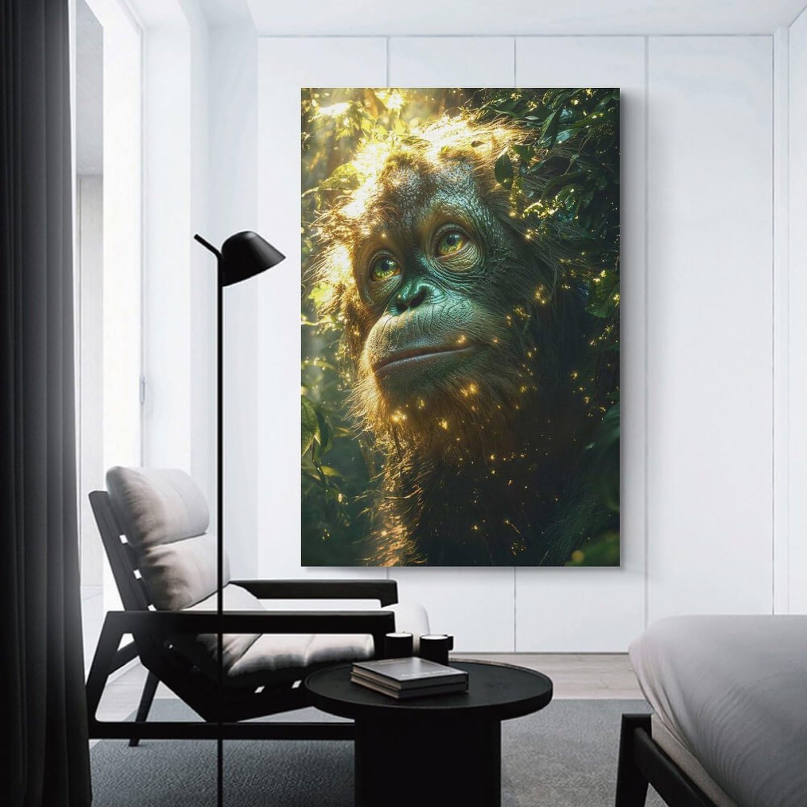Junmoney Wall Picture Print Orangutan in The Jungle, 20x30inch(50x75cm), for Living Room, Bedroom Or Apartment Walls, A Home Accent with Warm Character