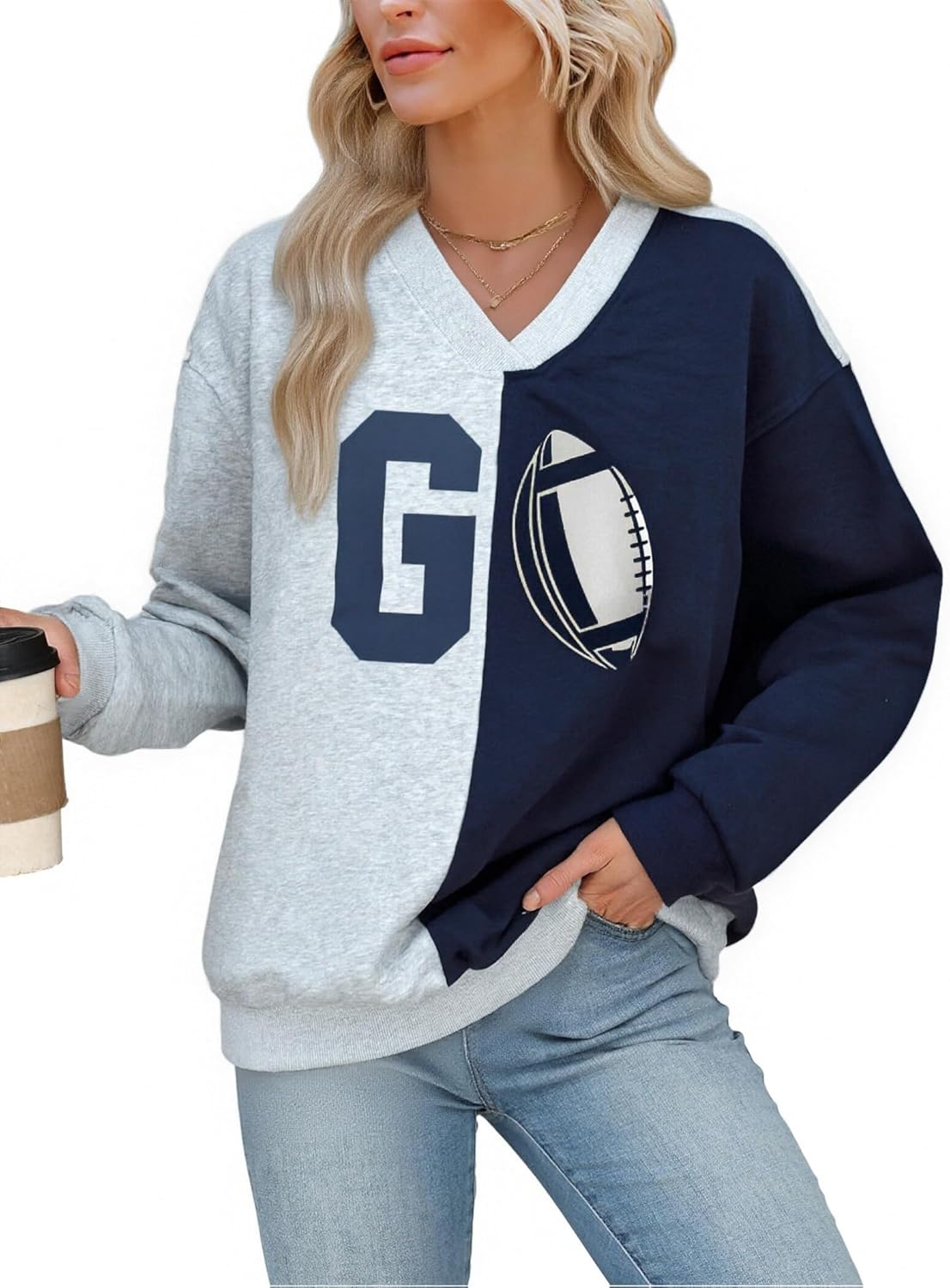 VILOVE Football Sweatshirts Women Game Day Long Sleeve Shirts Football Team Pullover Sunday Funday Casual Tops - Image 3