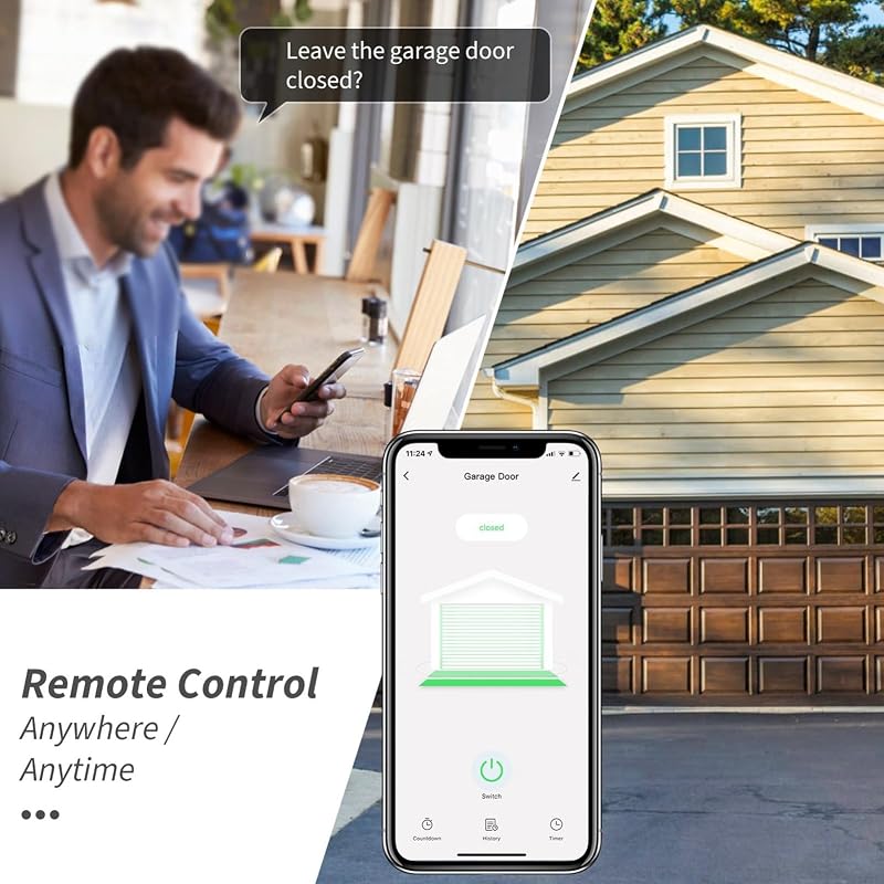 Dioche Smart WiFi Garázsajtó Nyitó Tuya App Vezérléssel, Alexa Google Assistant