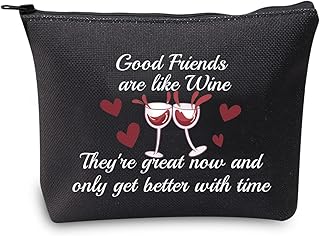 VAMSII Good Friends Makeup Bag Wine Lover Gifts for Women Soul Friend Gift Good Friends are like Wine Travel Bag Pouch, good friends are like wine