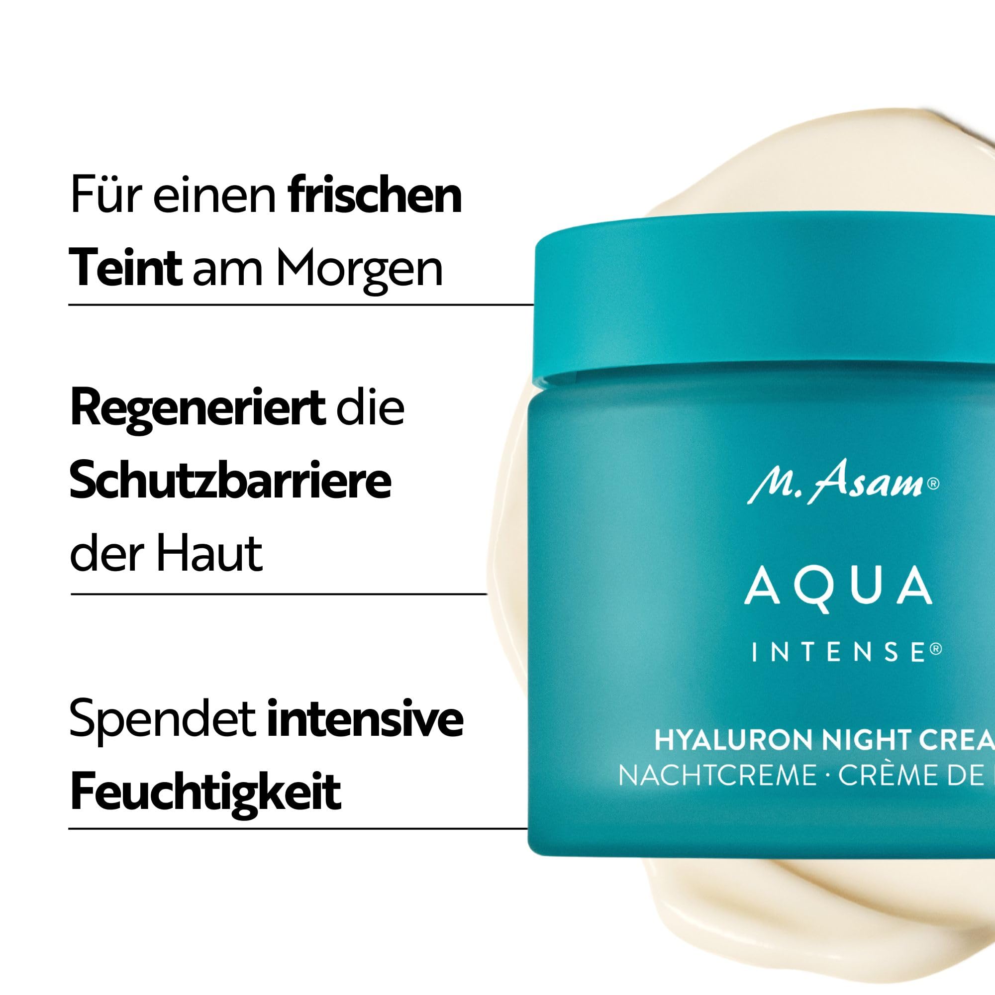 M. Asam Aqua Intense Nachtcreme (50ml) | Hyaluron Gesichtscreme für intensive Feuchtigkeit, regenerierend, mit Silicium & Pflanzenölen