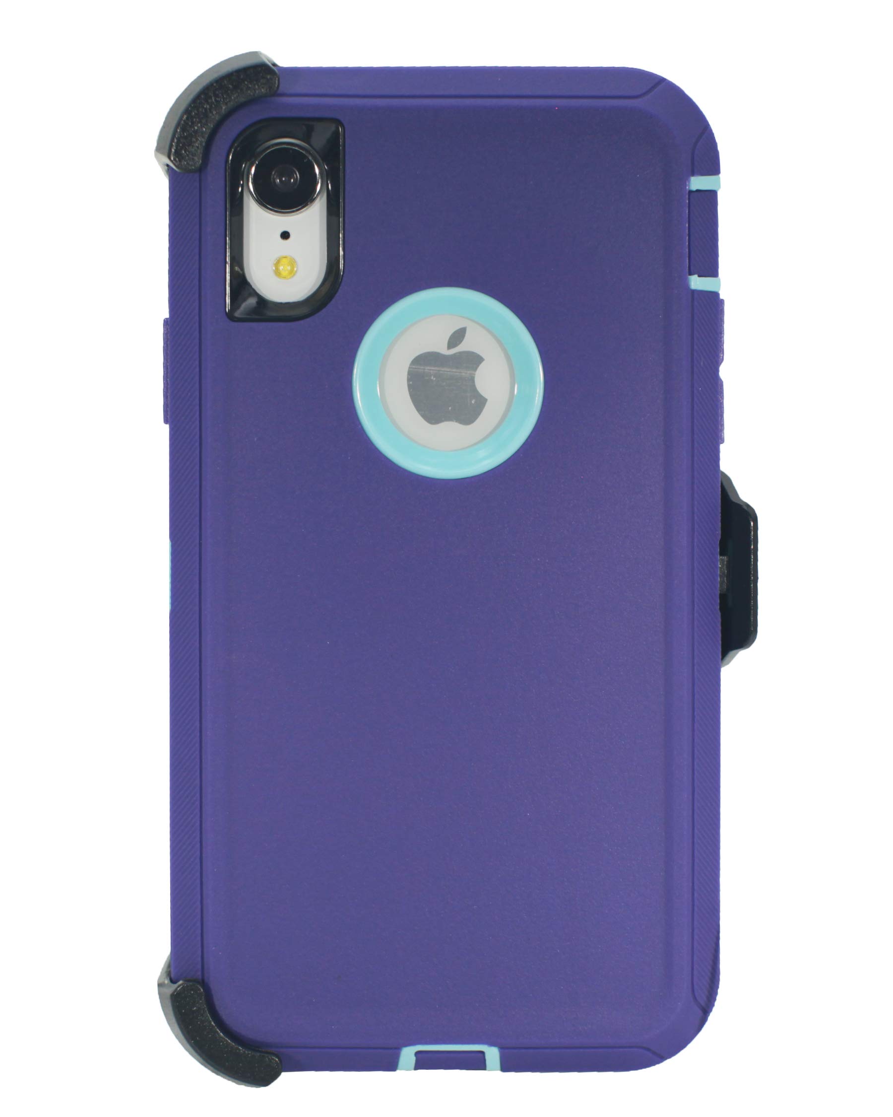 Hand-e Muscle Series Belt Clip Case for Apple iPhone XR (6.1”) 2-in-1 Protective Defender Case with Holster & Kickstand/Shock & Drop & Dust Proof - Purple/Blue