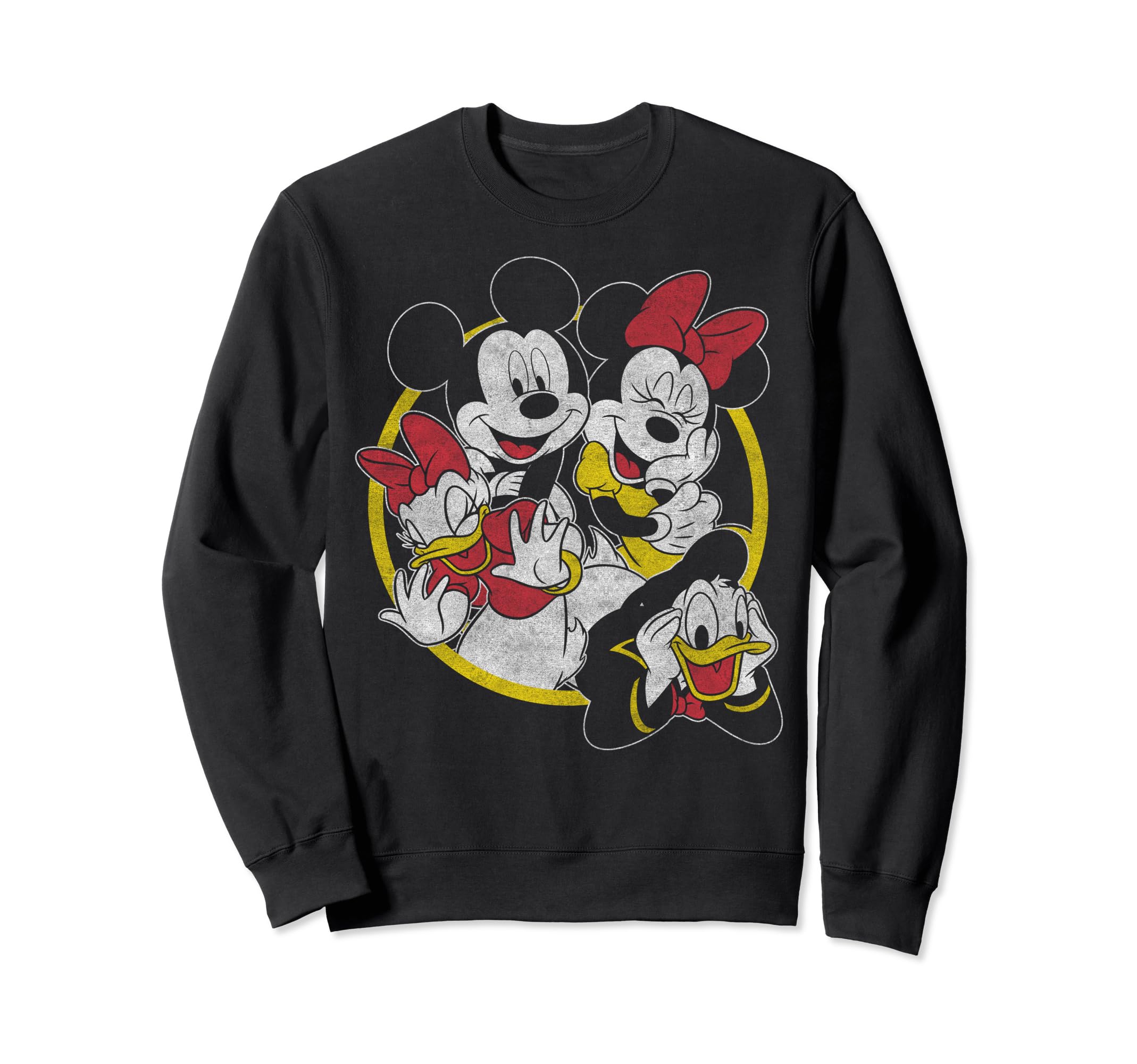Sweat Mickey Disney jaune et rouge avec imprimé de groupe rétro - 2