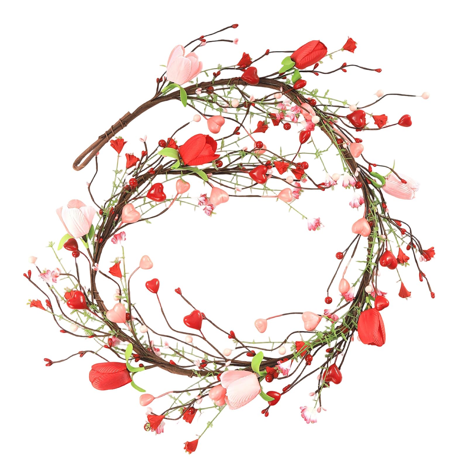 Elnwnnkc Realistic Artificial Tulips Rattan Decors Feature Butterflies and Hearts for Romance Valentines Day Home and Party Decoration Fake Rattan