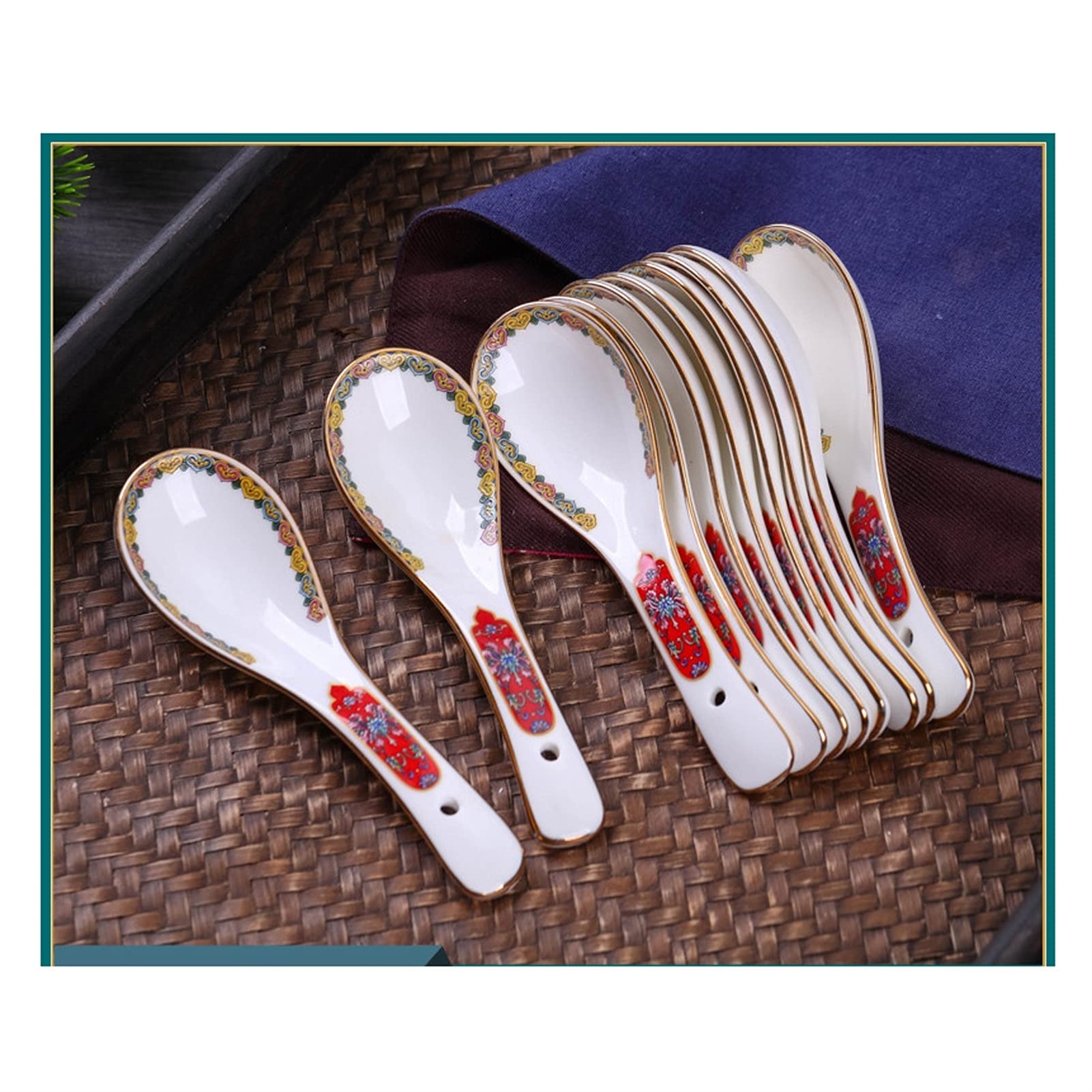 Cuchara Jingdezhen Cerámica Hogar Pequeñas cucharas Hogar Cena Cucharas Restaurante Cucharas de Porcelana Cucharas China China Spoons Pequeñas cucharas Cuchara sopera (Color : E)