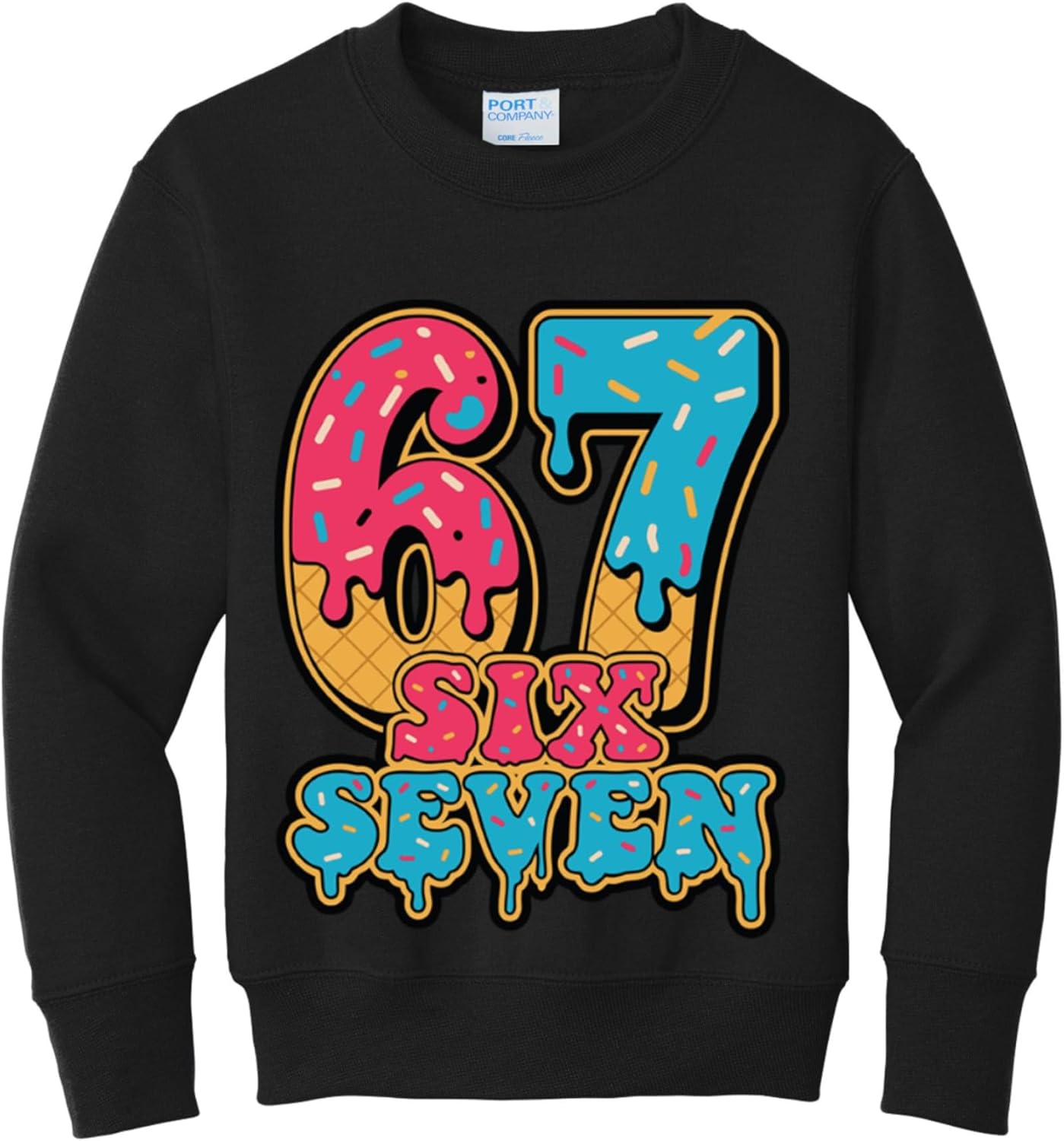 wild custom apparel Kids 6 7 67 Boys Girls Kids Youth Ice Cream Funny Ugly Christmas Sweater Crewneck Sweatshirt