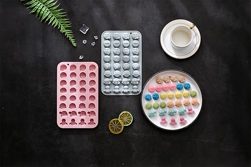 Miniatura 4 de Paquete de 2 moldes de silicona con forma de cara sonriente, 32 cavidades 3D con temática de expresión facial para hornear, bandeja de cubitos de