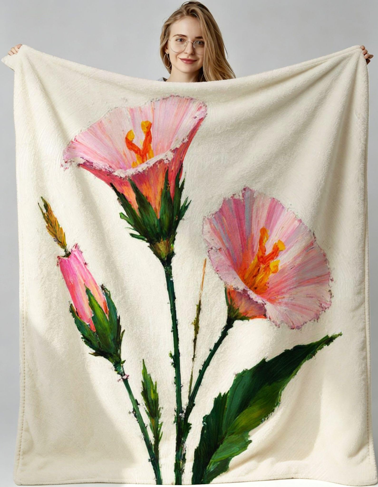 Plaid Polaire Enfant 130x150 Fleurs pour Moments Cocooning Canapé et Lit