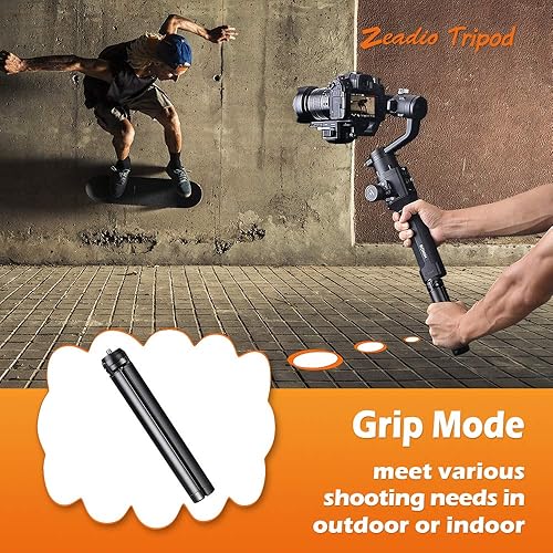 Miniatura 4 de Zeadio Mini trípode de metal, trípode de escritorio con tornillo de 14 pulgadas para Smooth 4, Crane Plus, Crane 2, Osmo Mobile, Ronin-S, Vimble 2,