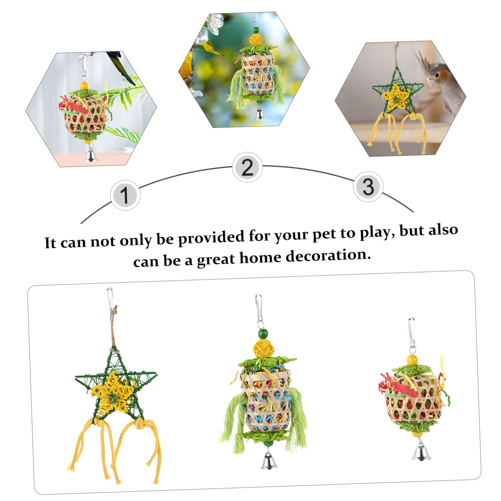 BESPORTBLE 9pezzi Giocattolo Masticabile Per Pappagalli Gioco Appeso Per Uccelli Domestici Giocattolo Comfortante Per Uccelli Pet Accessorio Per Parrot Materiale Resistente e Leggero