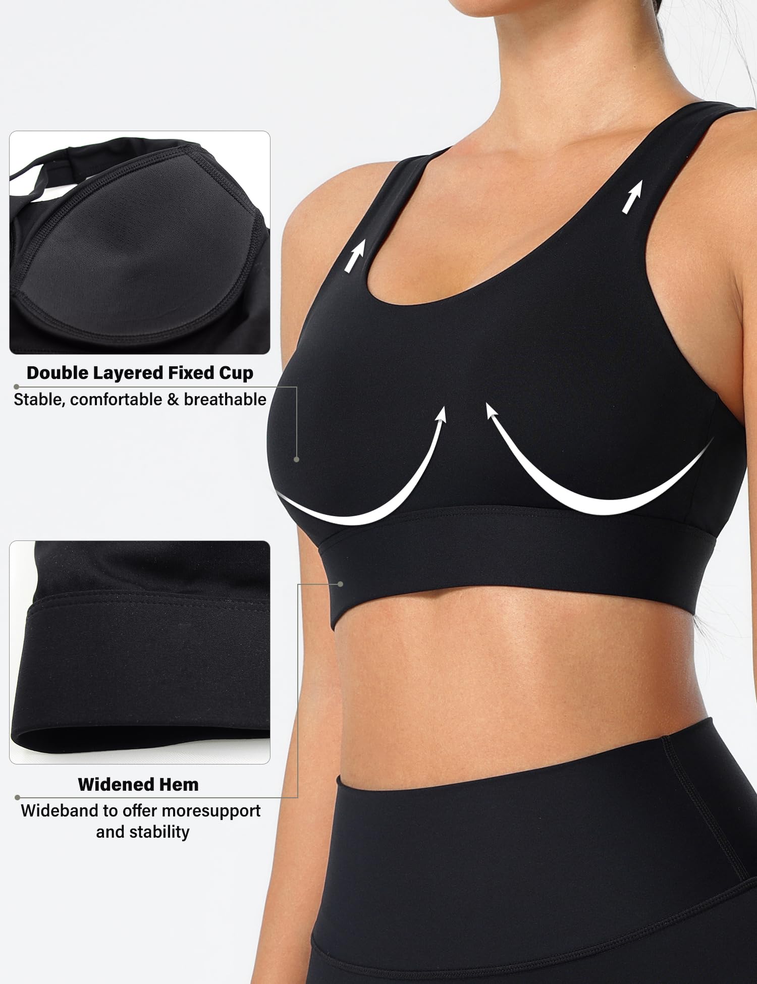 Soutiens-Gorge Sport Femme Forte Intensité Brassiere Pas de Rebond sans Armatures pour Fitness Yoga Tennis Course Sport Bra
