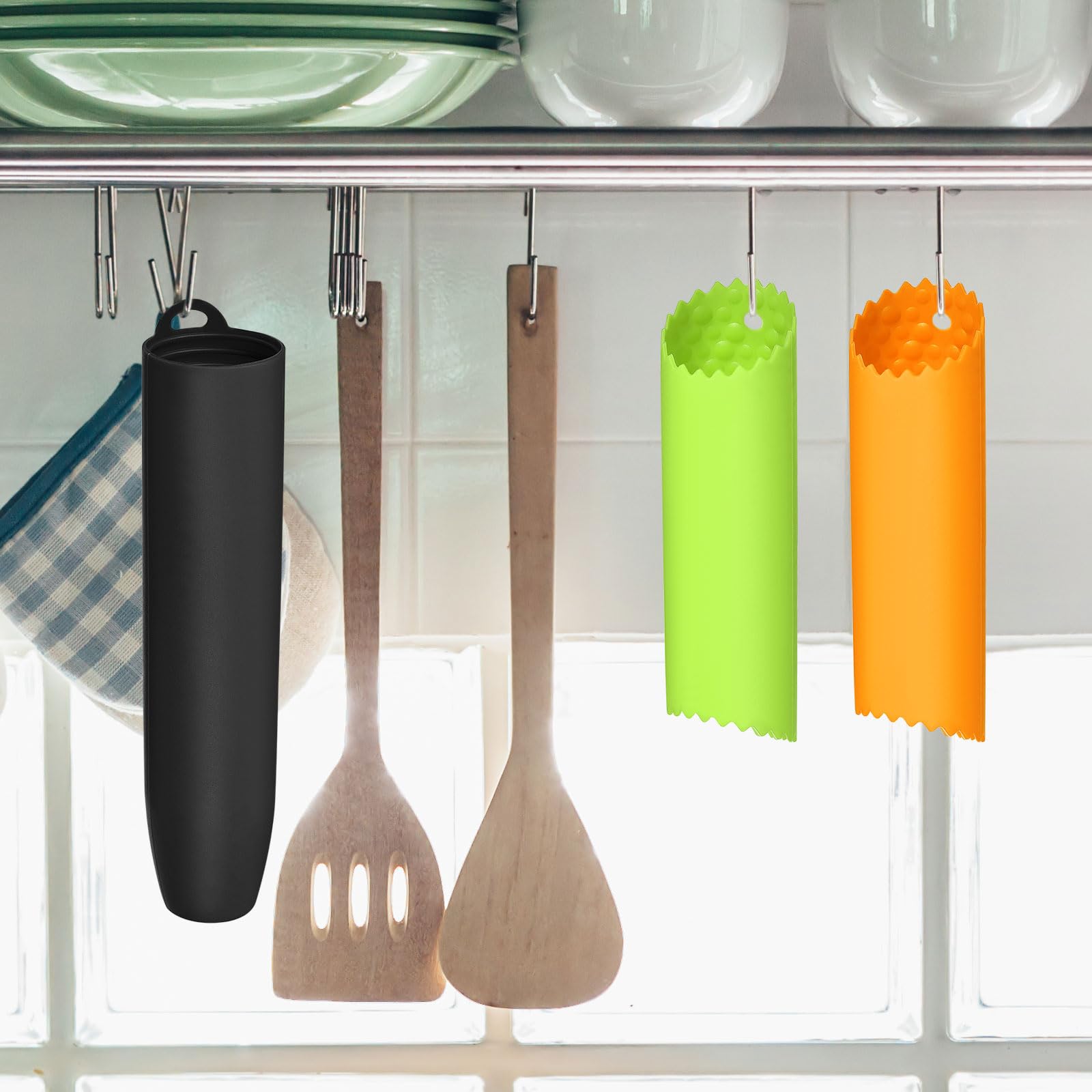 Tubo pelador de ajo de silicona, 2 piezas de rodillo de ajo, tubo de pelado de dientes de ajo, removedor de piel para herramientas útiles de cocina, color negro 4
