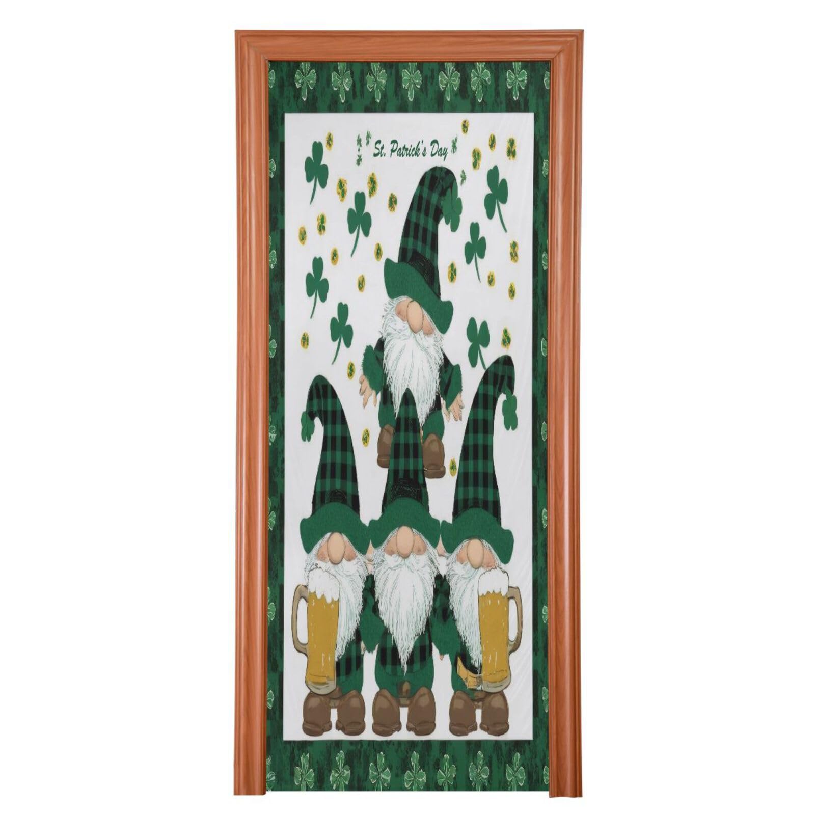 FLildon Gnome Clover Shamrocks St Patrick's Day Door Cover Decoration, Party Accessory Porch Decor for Festive Ornament Room Door Covers 36 x 98 Inch