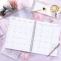 Vista 2 de 2026 Planner - Jan. 2026 - Dec. 2026, 8" x 10", 2026 Planner Weekly and Monthly with Tabs, Planners 2026, Twin-Wire Binding - Pink Marble