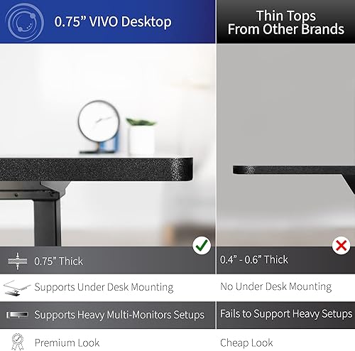 Miniatura 7 de VIVO DESK-KIT-E2B1C - Escritorio eléctrico de pie con motor doble, ajuste de altura de memoria, serie E2B, marco negro con parte superior de madera