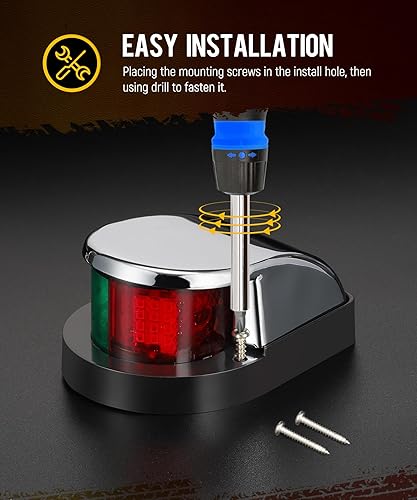 Miniatura 5 de Partsam 1 Uds. Luces de arco de barco marino, 24 luces LED de navegación roja y verde para buque, pontón, yate, skiff skeeter