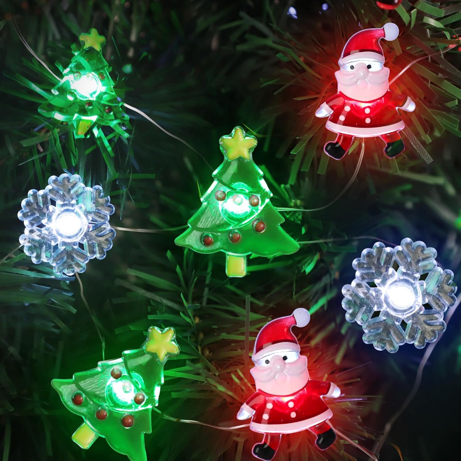 Catena Luminosa LED Fiocchi Di Neve 6 Metri | 40 LED A Batteria | Luci Natalizie Per Albero, Casa E Giardino
