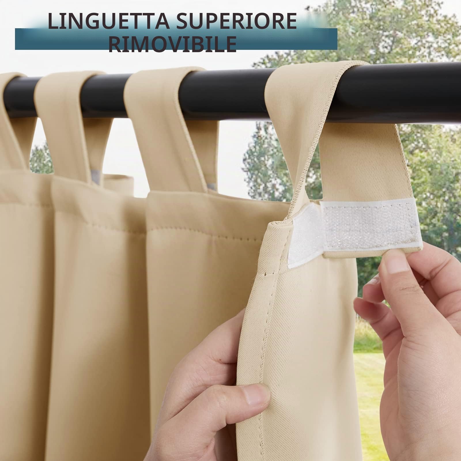 PONY DANCE Tende da Esterno Impermeabile da Sole per Balconi 2 Pezzi L 132 x A 243 cm Tenda Termica con Passanti Adesivi per Veranda Curtains Oscuranti per Gazebo, Beige