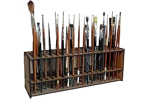 67 Holes Wooden Paint Brush Holder