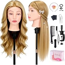 26" Mannequin Head with 80% Real Hair with Clamp Holder, Sandy Blonde