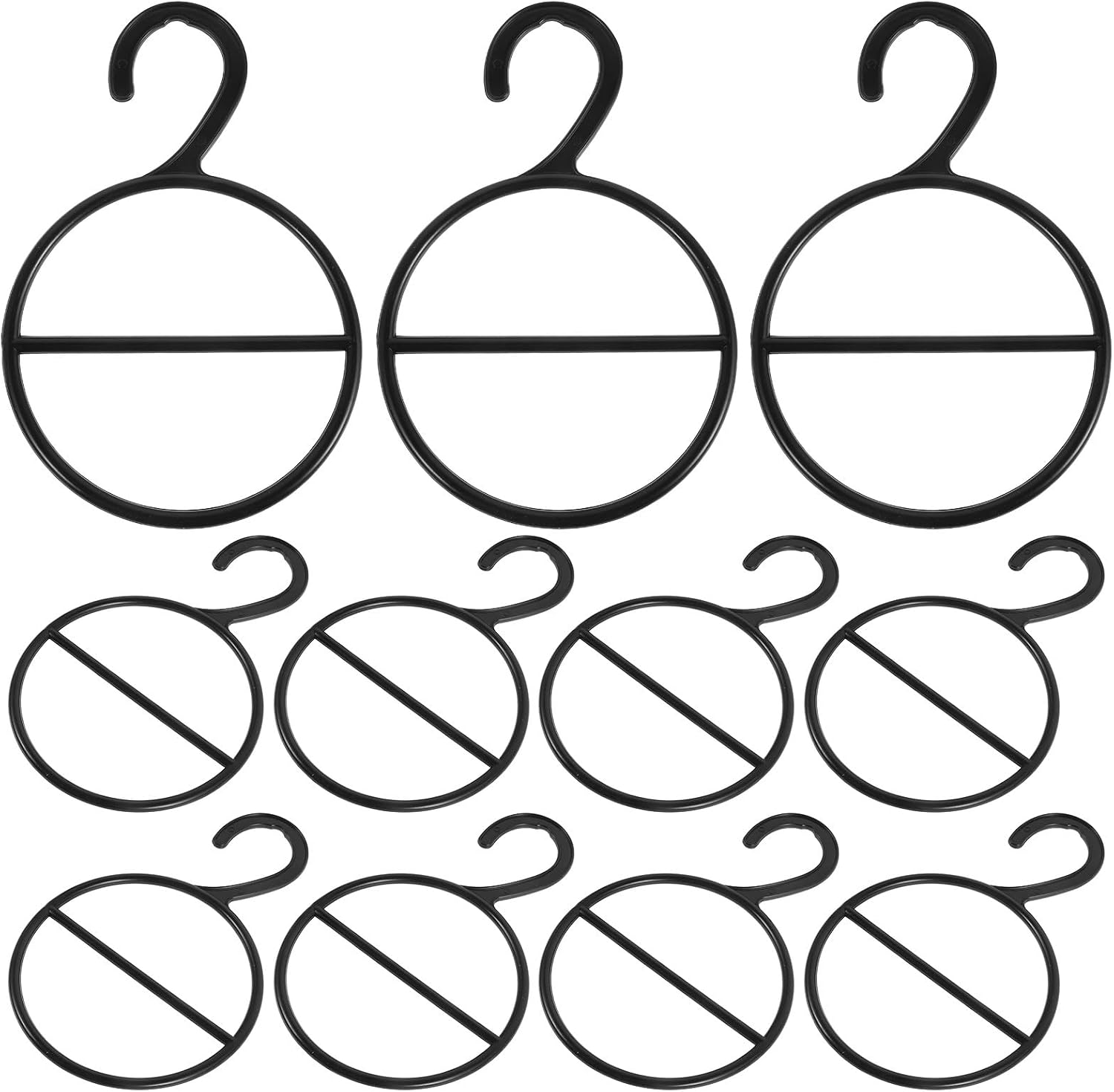 12 Pack Black Plastic Scarf Ring Hanger Organizer for Belts