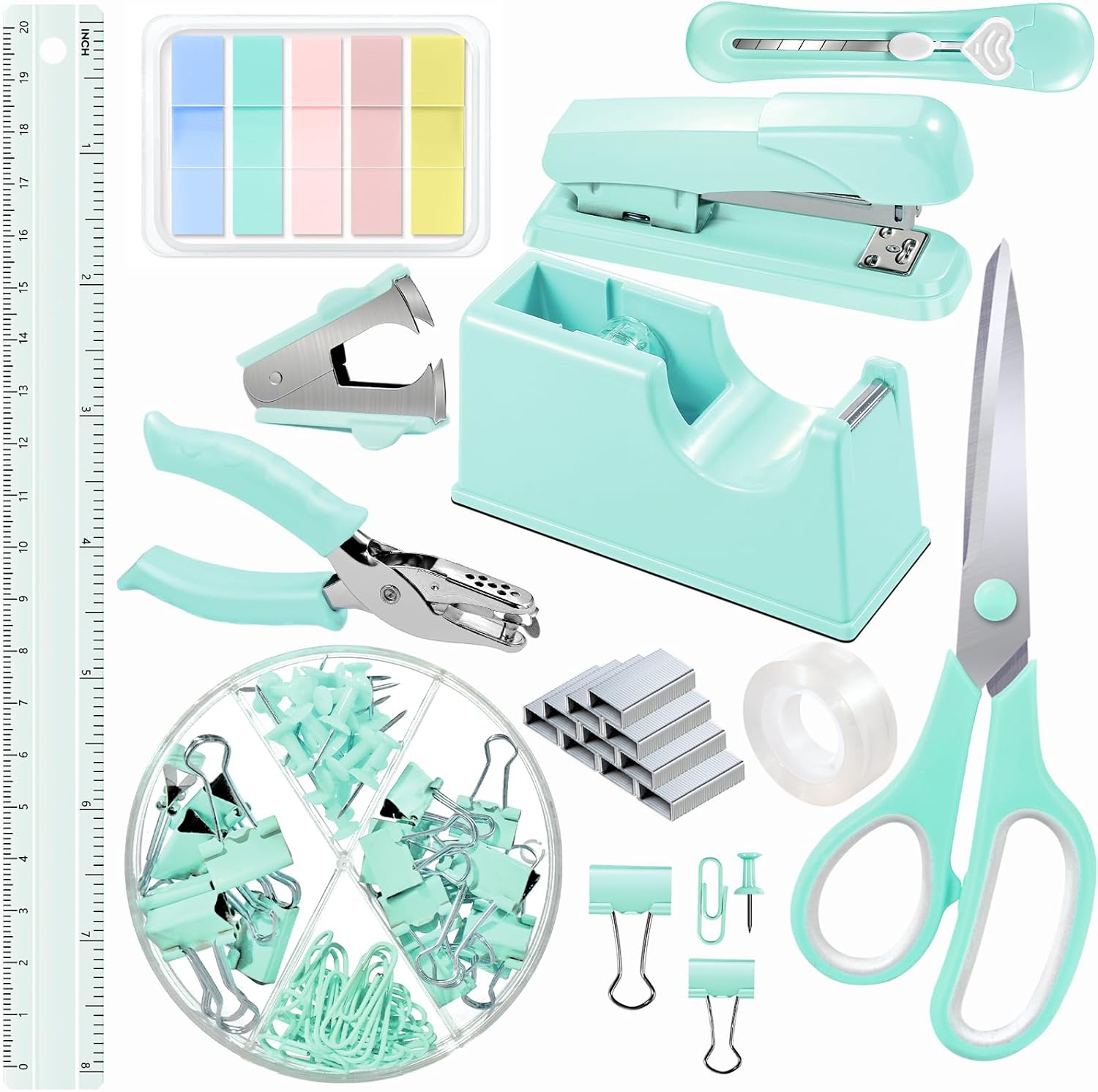 Amazon.com : 11-Piece Teal Green Office Set – Premium Quality Metal ...