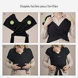 Momcozy Echarpe de Portage Bebe avec Anneaux, Sling Bébé, 3,6 à 15 kg, Noir | Facile à Enfiler, Réglable et Ergonomique, Certifiée OEKO-TEX Standard 100, Confortable dès la Naissance - 3