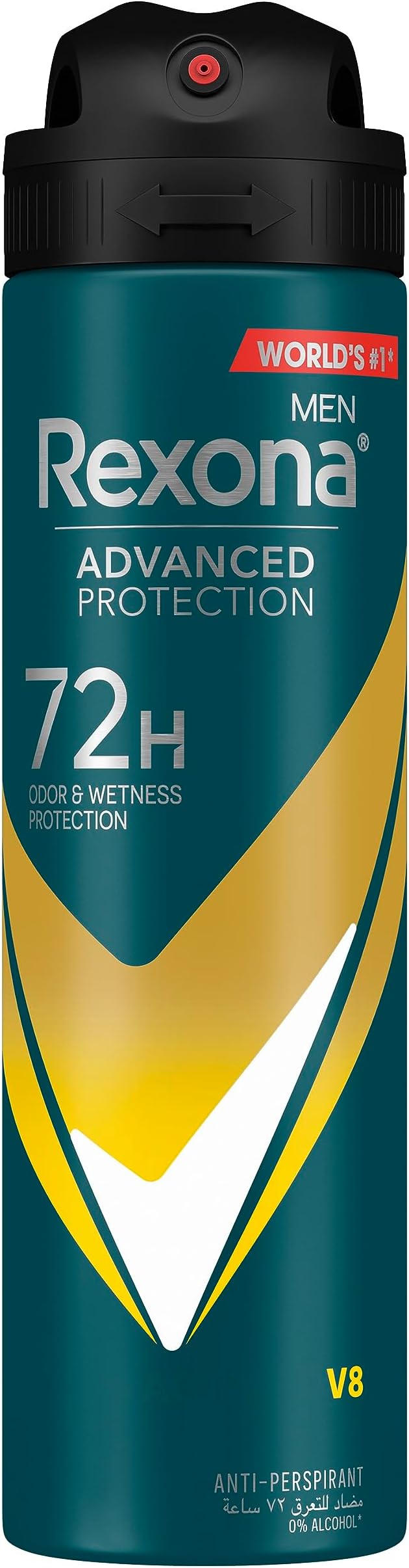 REXONA Men Antiperspirant Deodorant Spray, 72 hour Sweat & Odor Protection, V8, with MotionSense Technology, 150ml