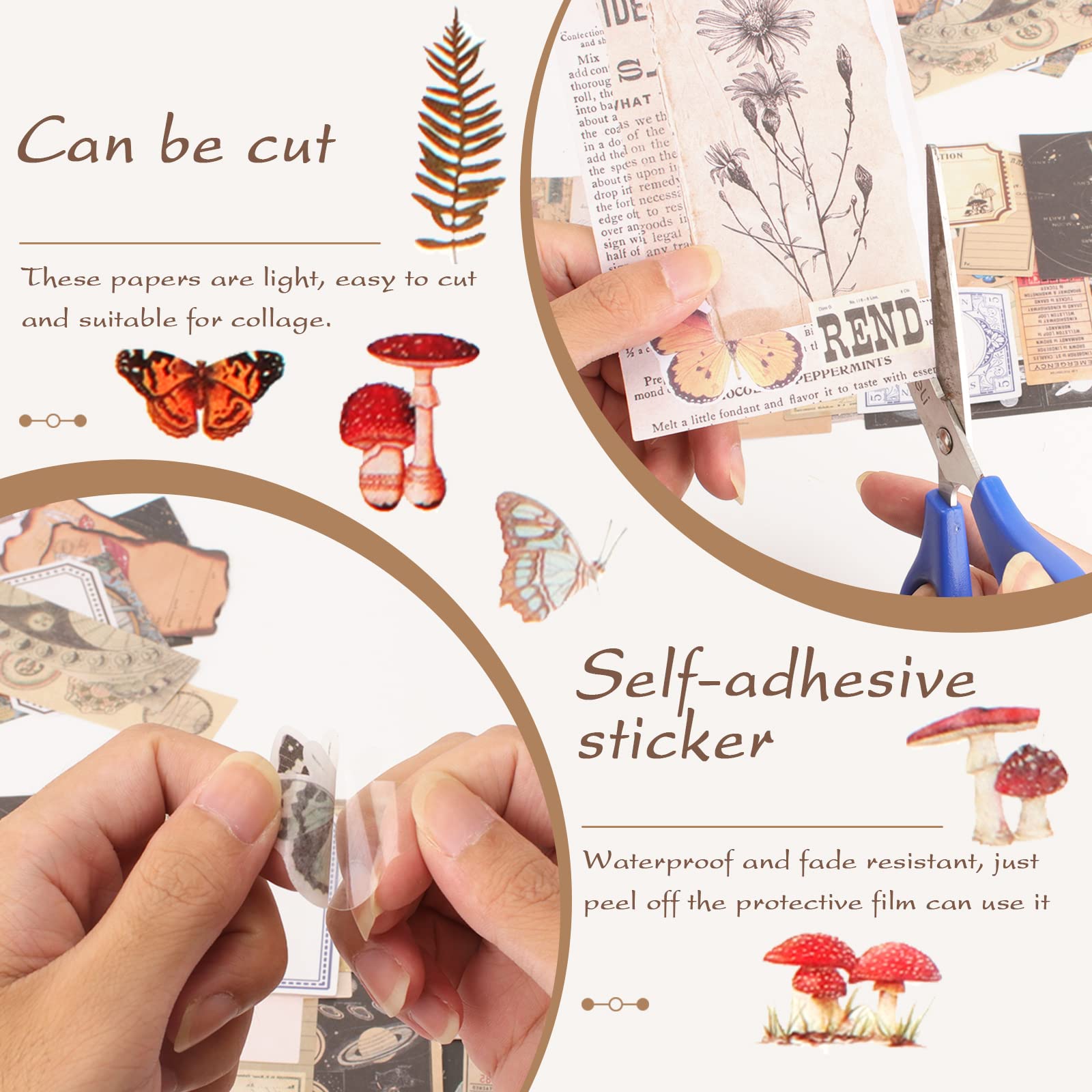 Carreuty Confezione adesivi estetici per scrapbooking, fai da te, carta decorativa piante animali, kit album ritagli, kit diari (fantasia foresta vita