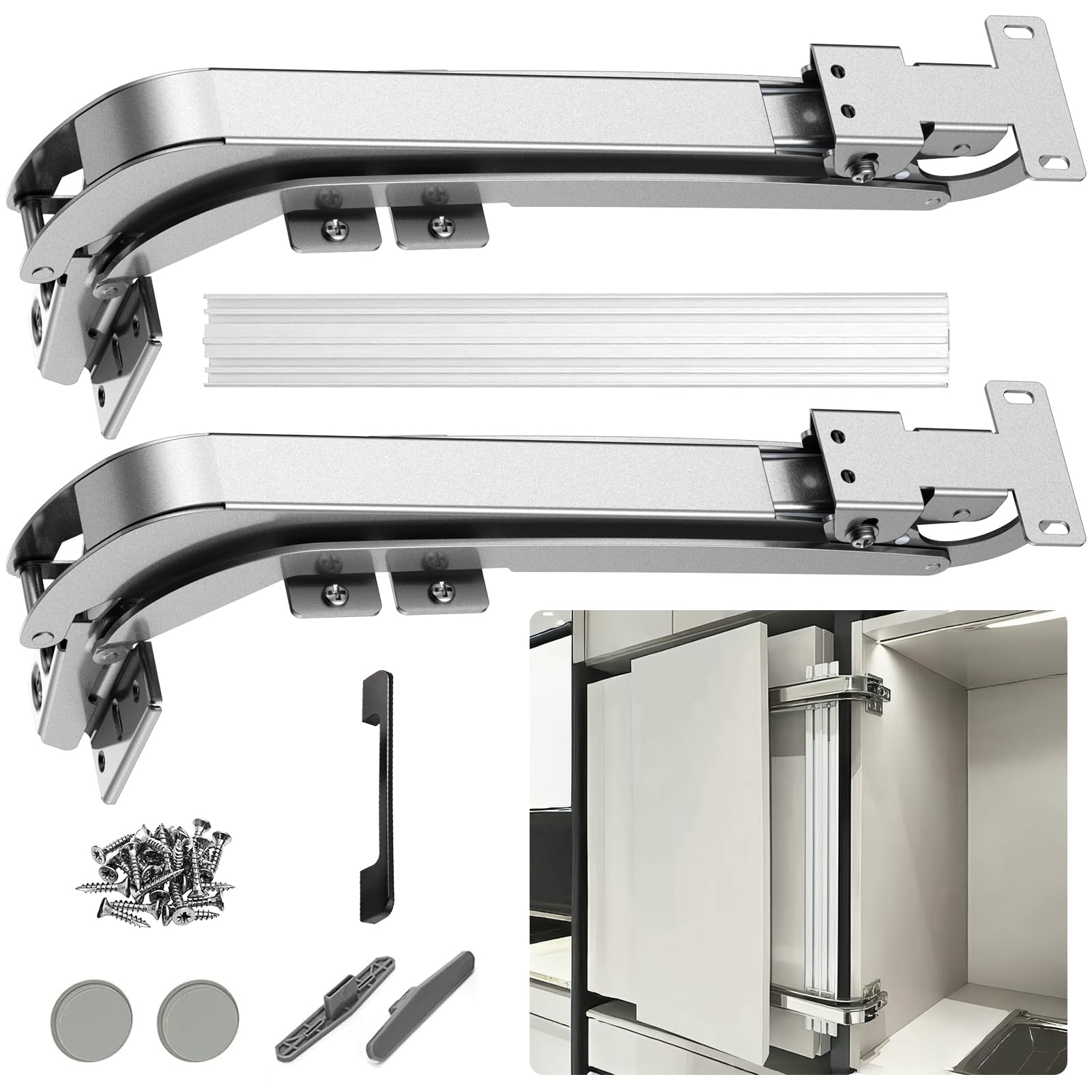 Cabinet Sliding Door Hinge with Handle, 180 Degree Swing Cabinet Door, Suitable for cabinets, Shoe cabinets, wardrobes, Corner Cabinet Doors (Bus Door Hinge, Set, 1)