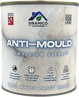 Anti-Mould Emulsion Ultra™ White Paint | 500ml 10 Year Anti Mould Protection Emulsion Paint for Bathrooms, Kitchens, Walls and Ceilings (500ml)
