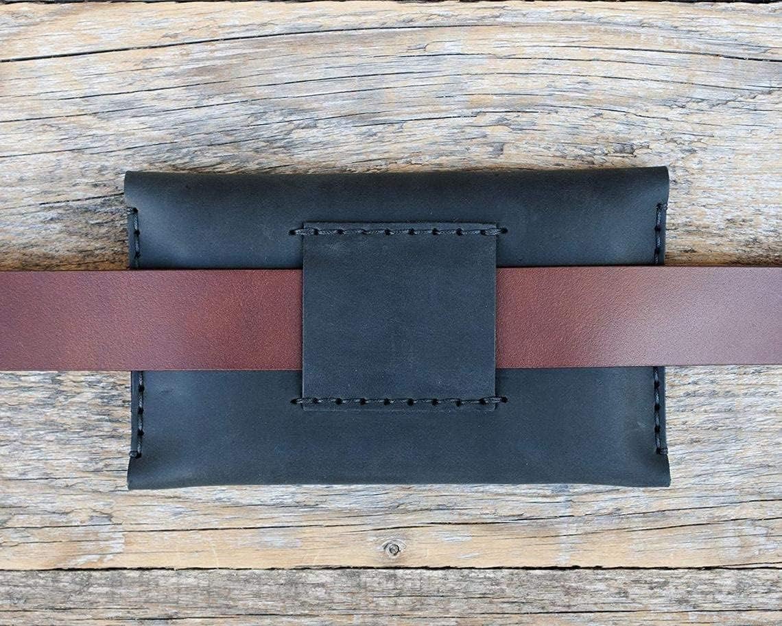 Bovine leather Fanny Pack for iPhone 15 Pro Max, cover case with card pocket and belt loop