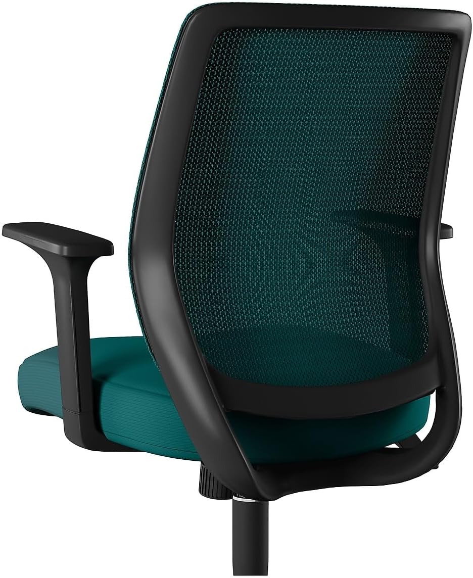 Teal Mesh and Fabric Ergonomic Swivel Task Chair with Fixed Arms