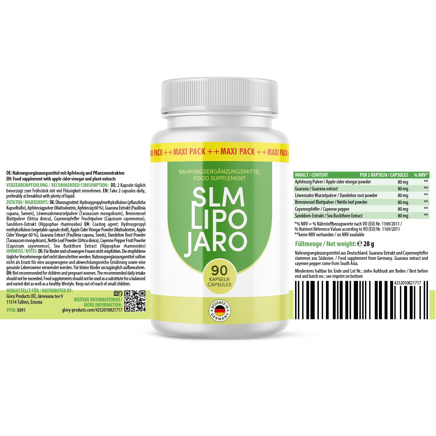 Slm Lipo Jaro Kapseln | Dein zuverlässiger Partner | Einfache Anwendung | 90 Kapseln