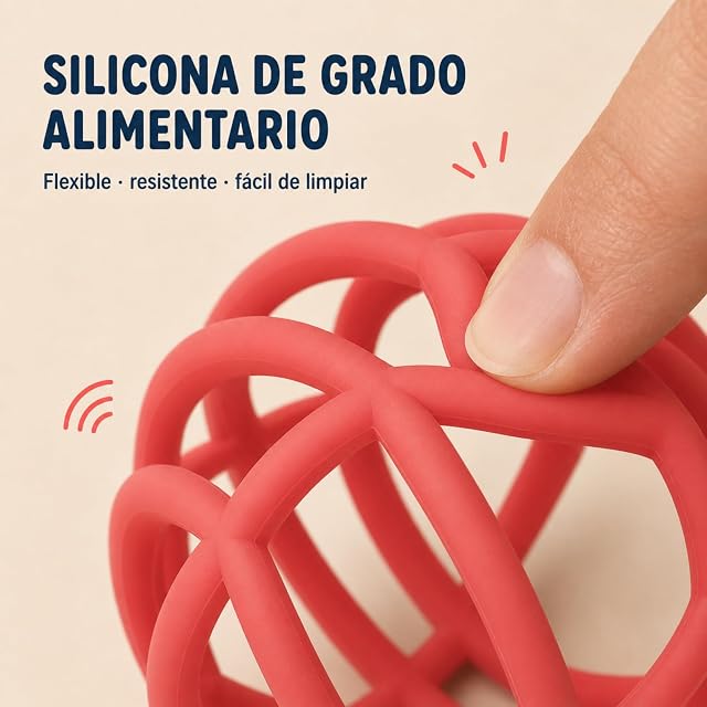 Foto 6 de 8 de Weibo - Pelota Sensorial de Silicona Rojo Marte - Juguete Sensorial Montessori