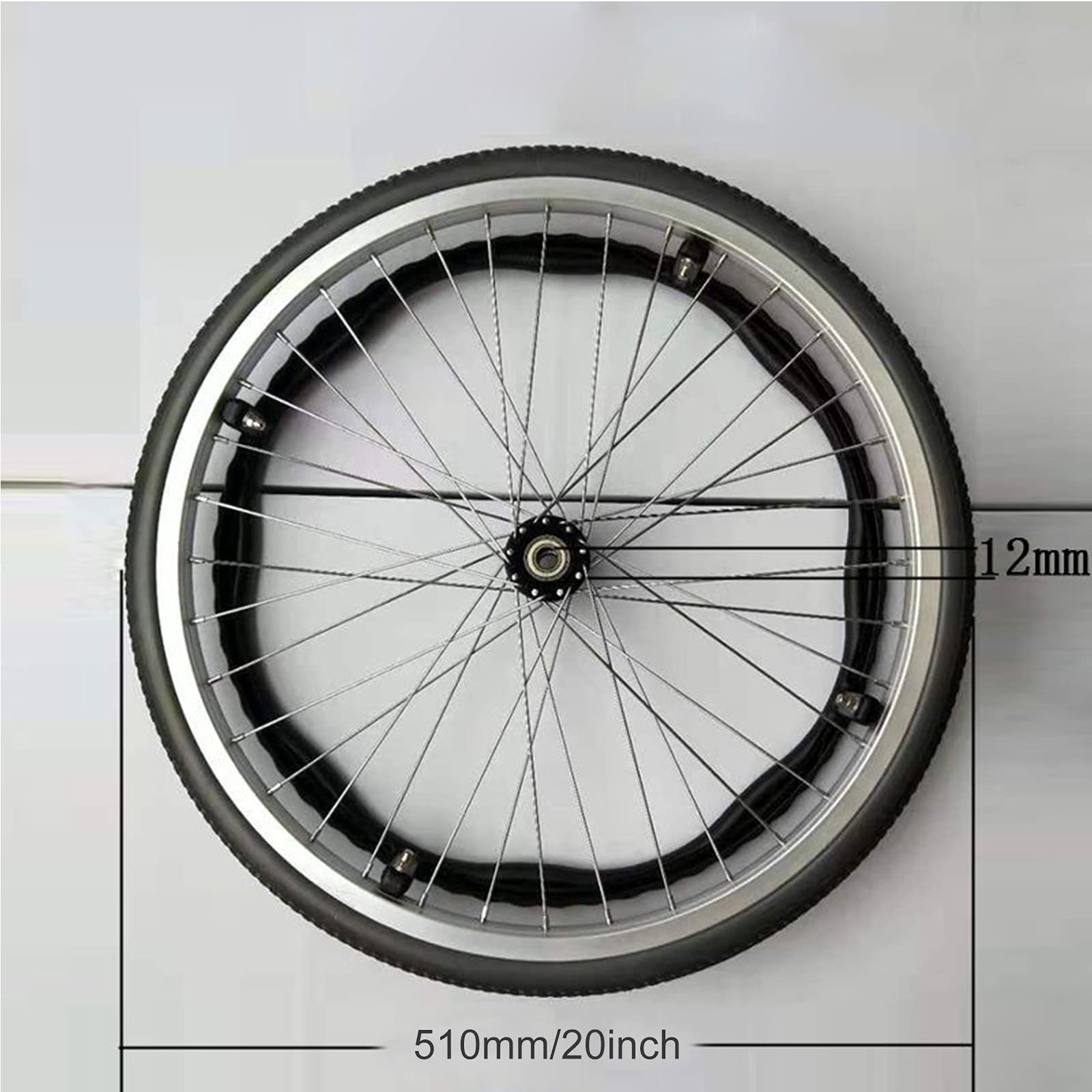 Reemplazo de Rueda de 20 Pulgadas para Sillas de Ruedas, PU No Inflable Accesorios para Sillas de Ruedas Sólidas Rueda Trasera, Negro (20x1 3/8)