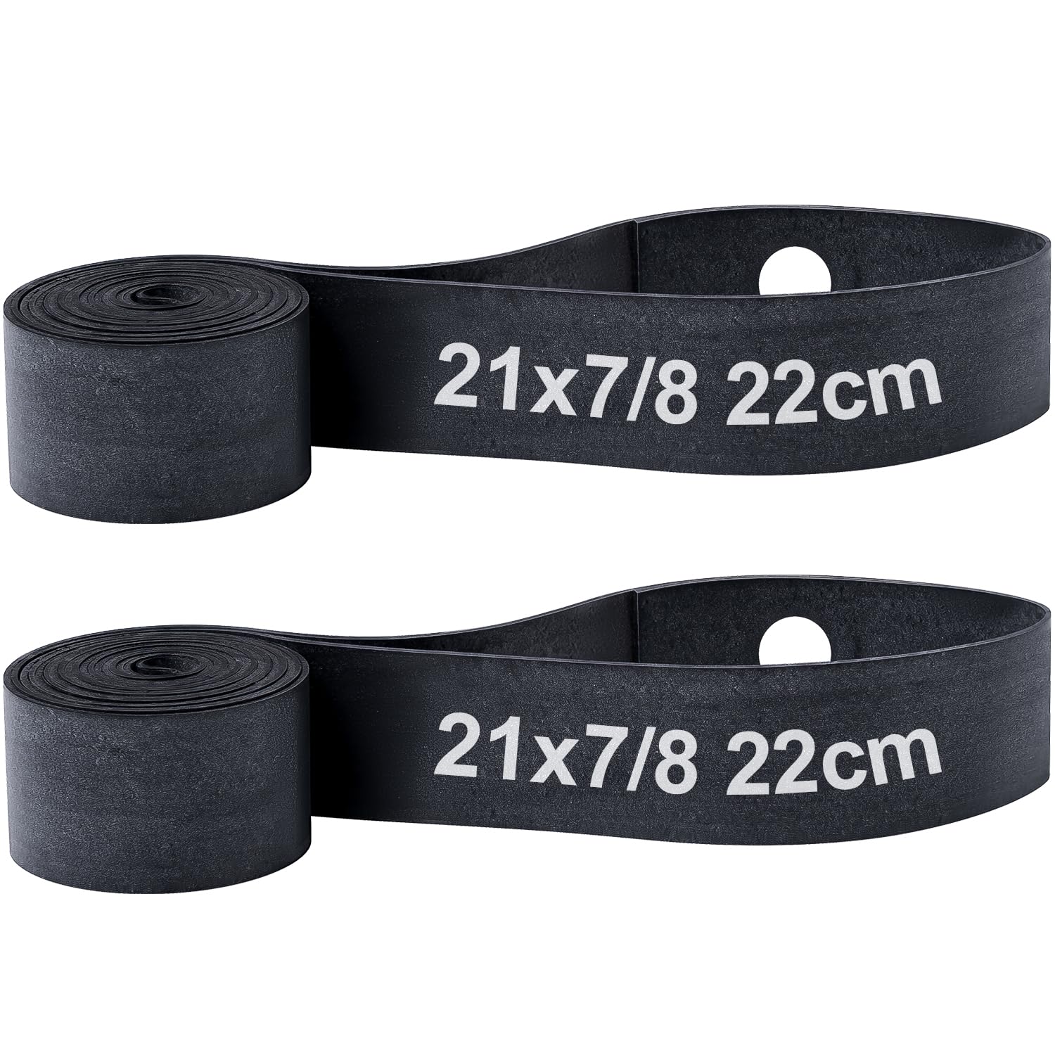 2PCS Motorcycle Rim Strips Bands 21" x 7/8", Durable Rubber Rim Tape with Valve Stem Hole Tire Liners Tube Protection from Spoke Nipple Punctures for 21 Inch Dirt Bike Off-Road Wheel Rims