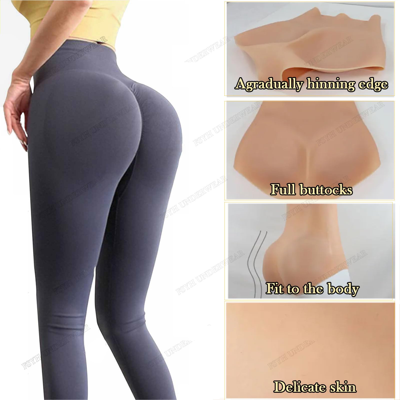 FSYH Silikonowe realistyczne spodnie analne Shaper Hip Enhancer Wyściełane spodnie push up dla Transdresser Transgender