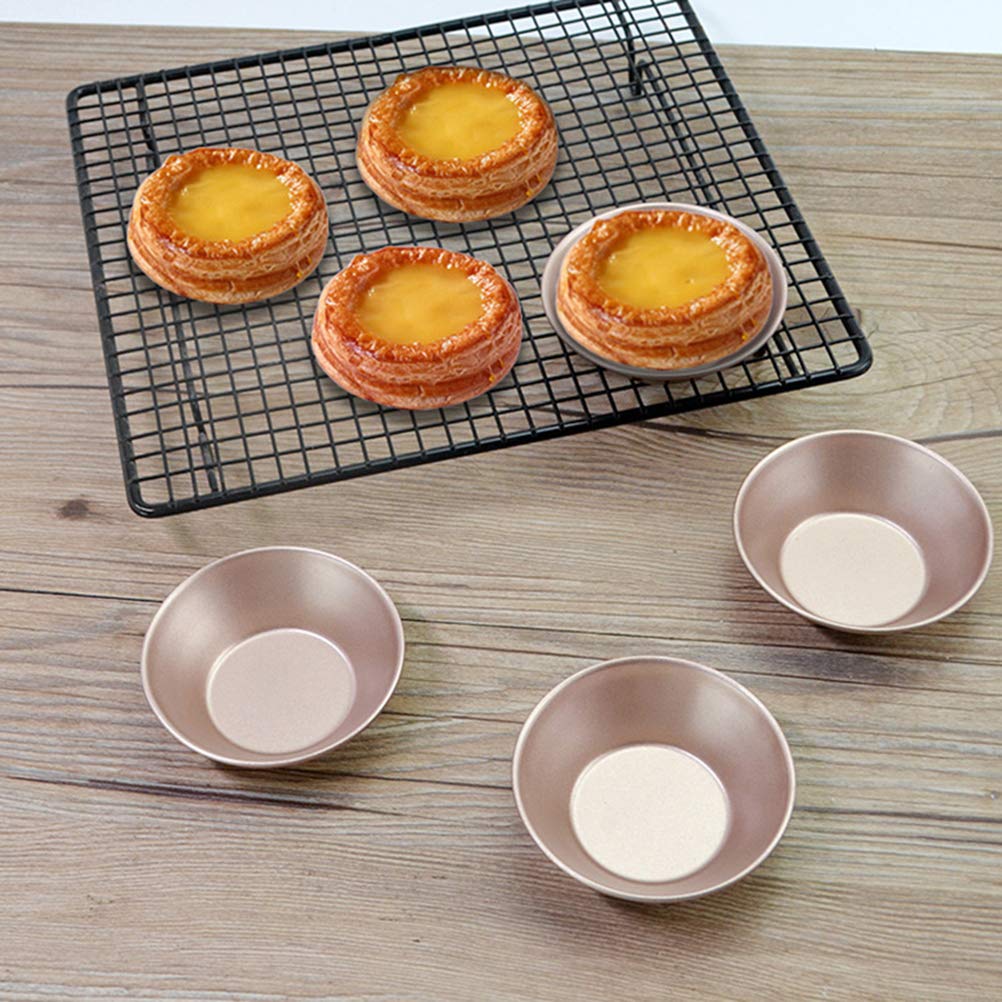 Hemoton 5pcs Egg Tart Mold Cupcake Cake Muffin Mold Tin Pan Baking Tool Mini Cupcake Mold Cookie Liner for Home Restaurant Hotel (Golden)