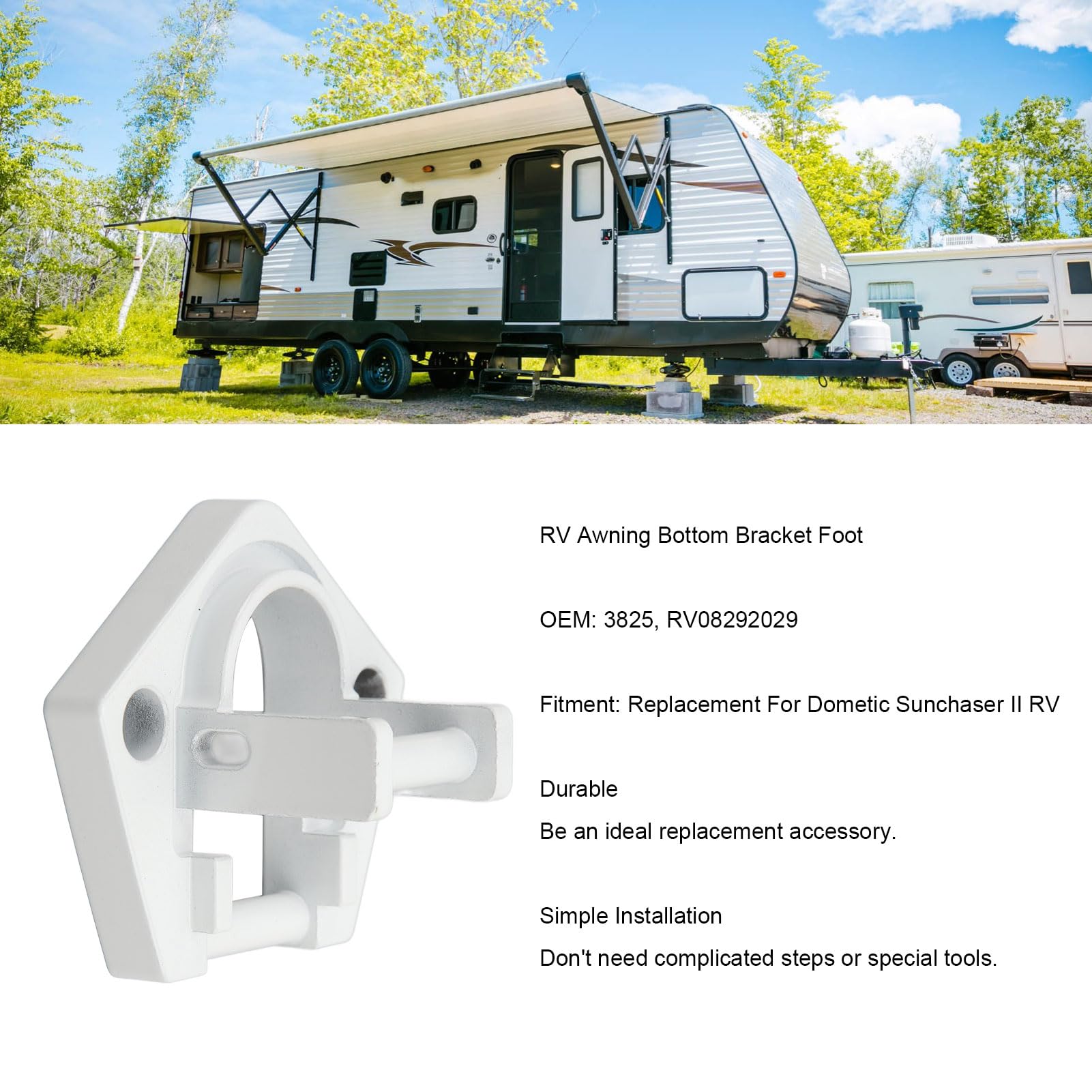 Dometic Sunchaser II Awning Bottom Foot Solid Replacement – Aluminum, Silver, For RV/Motorhome