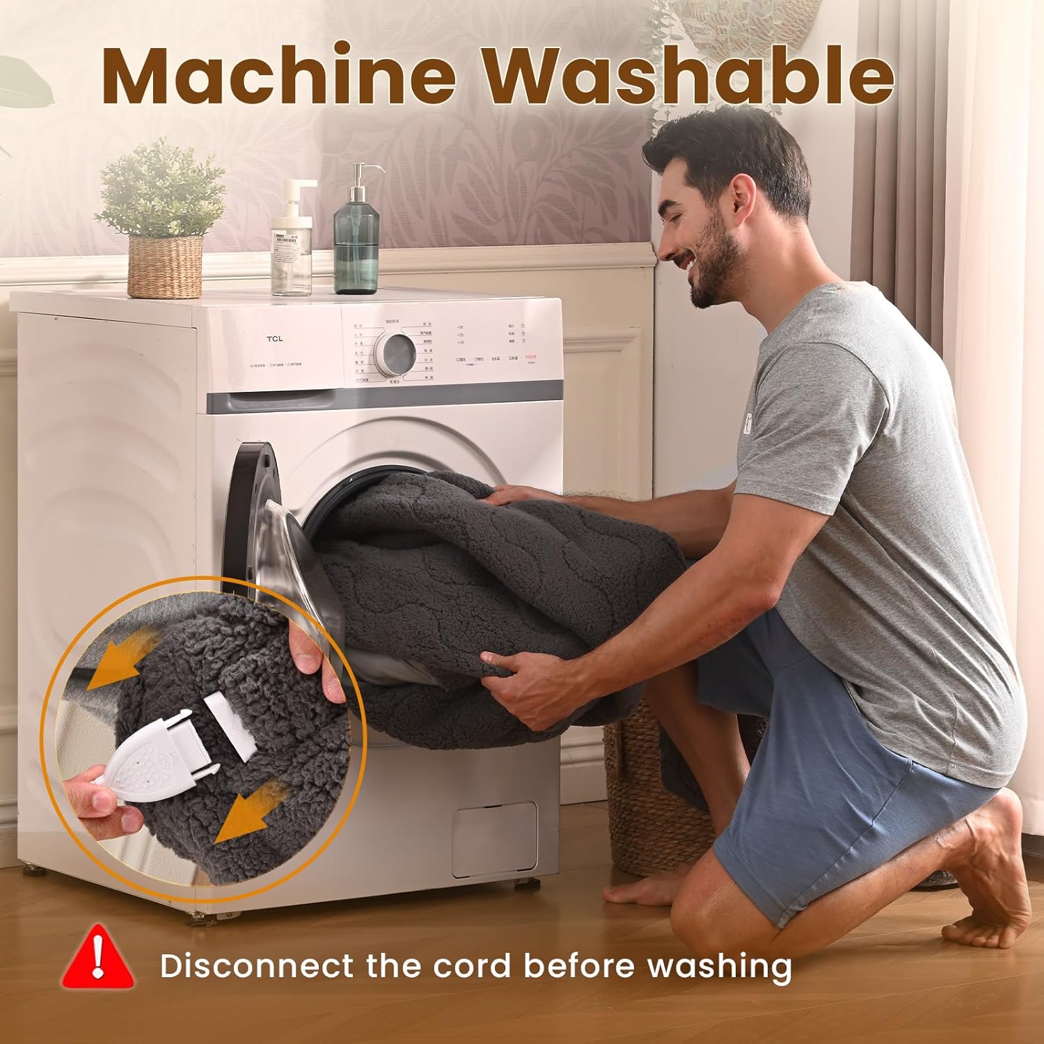 Bearhug Electric Heated Mattress Pads King Size Dual Controllers 78”×80” Sherpa Bed Warmer 21” Deep Pocket 10 Heat Settings 12-Hour Timer Machine Washable Gray - Image 4